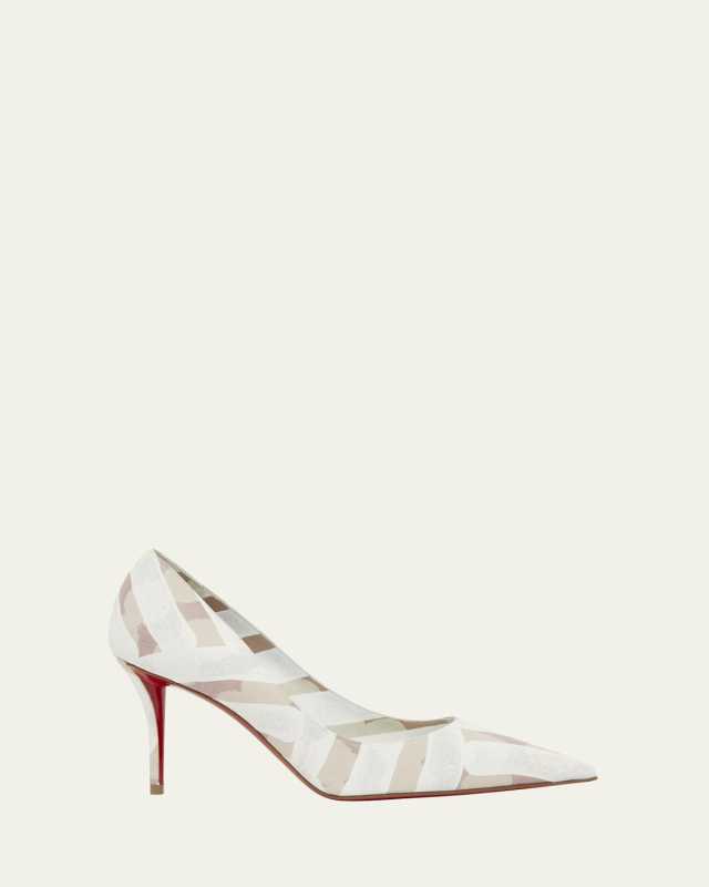 Miss Z Printed Cotton Red Sole Pumps